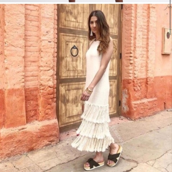 RARE Zara blogger favorite fringe boho cream dress - Picture 3 of 10